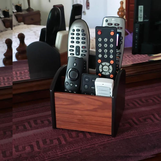 Wooden desktop pen and pencil holder with four compartments