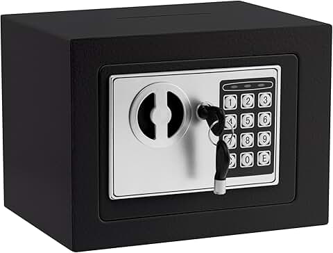 Small Digital Safe Box with Keys, Wall Mount, 0.23Cuft