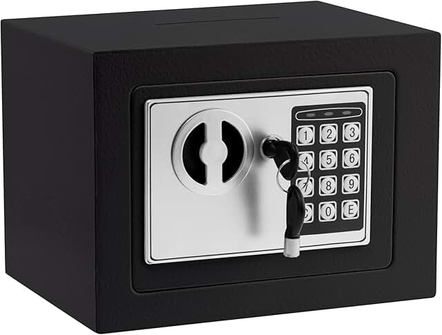 Small Digital Safe Box with Keys, Wall Mount, 0.23Cuft