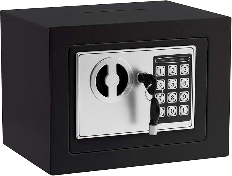 Small Digital Safe Box with Keys, Wall Mount, 0.23Cuft
