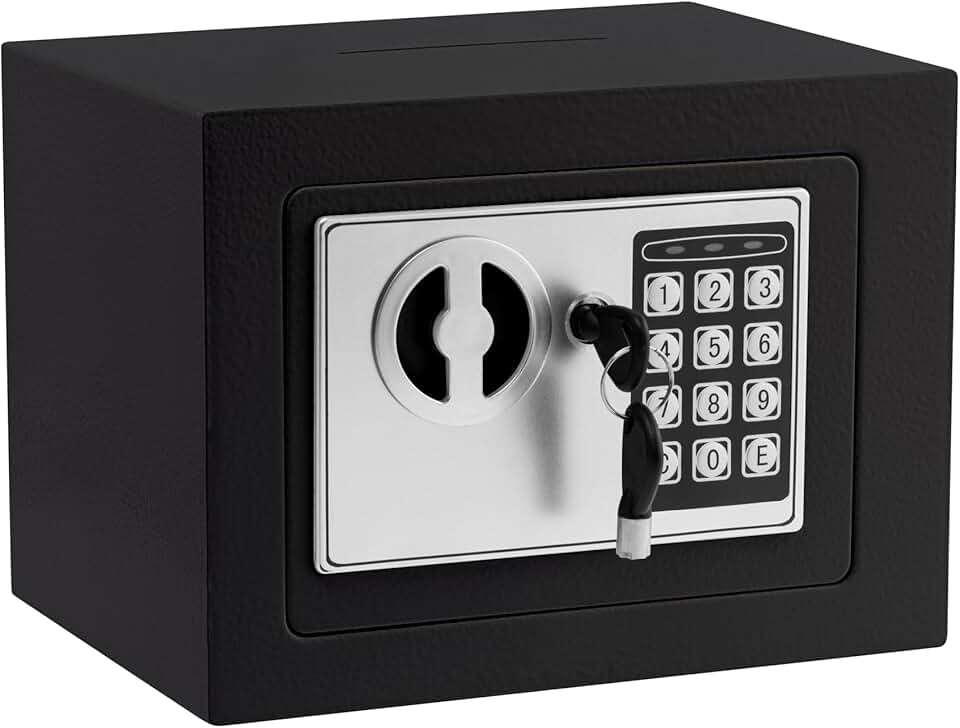 Small Digital Safe Box with Keys, Wall Mount, 0.23Cuft