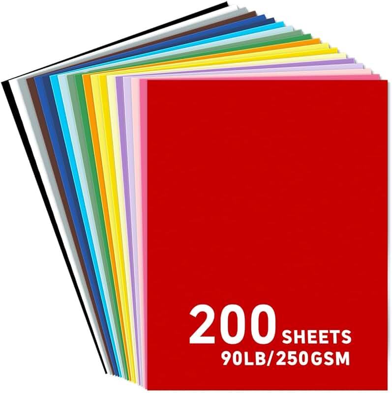 Colored Cardstock, 8.5x11, 200 sheets, 24 colors