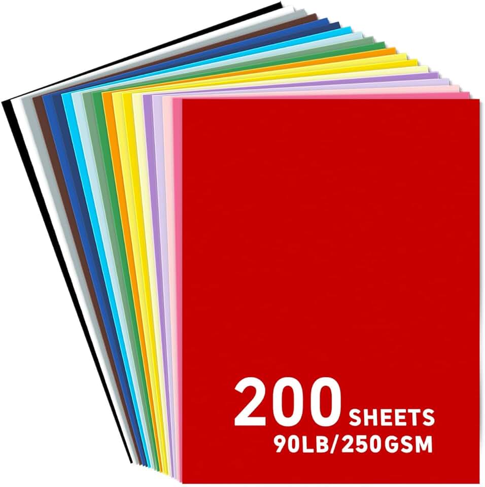 Colored Cardstock, 8.5x11, 200 sheets, 24 colors