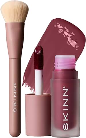 Liquid blush and brush set in berry