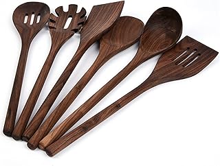 Set of 6 black walnut kitchen utensils for cooking