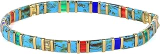 Turquoise Handmade Beaded Elastic Bracelet for Women