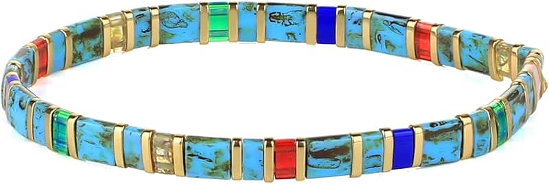 Turquoise Handmade Beaded Elastic Bracelet for Women