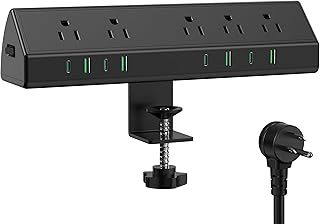 Desk Clamp Power Strip with USB and Surge Protection