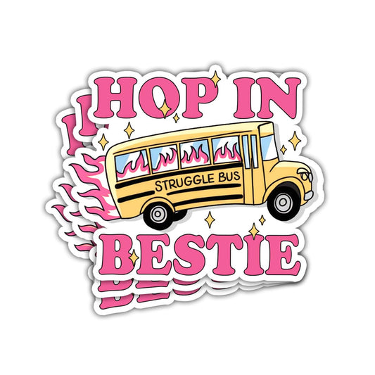 Set of three struggle bus stickers for water bottles and devices