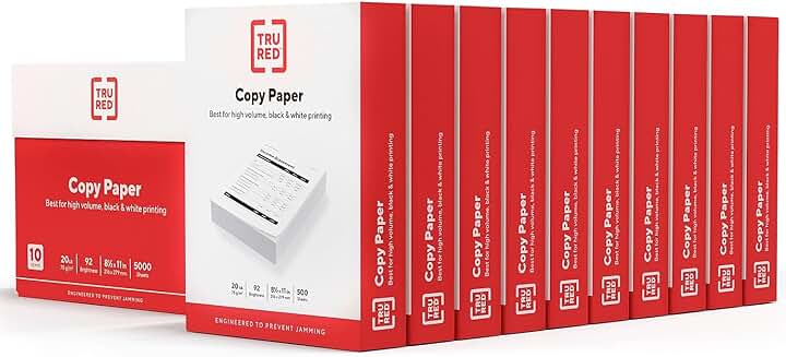 8.5x11 Copy Paper, 20 lb, 92 Bright, 5000 Sheets