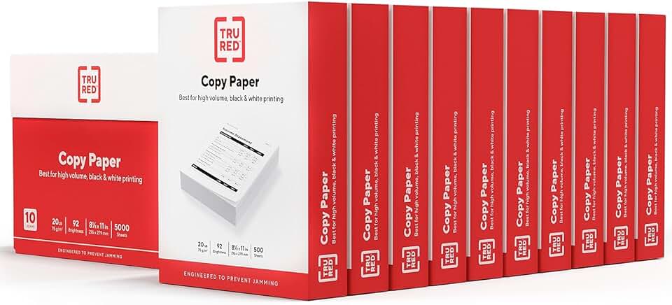 8.5x11 Copy Paper, 20 lb, 92 Bright, 5000 Sheets
