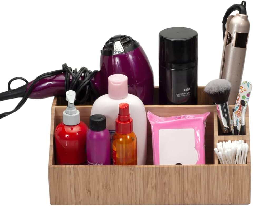 Bamboo Makeup Organizer with Multiple Compartments