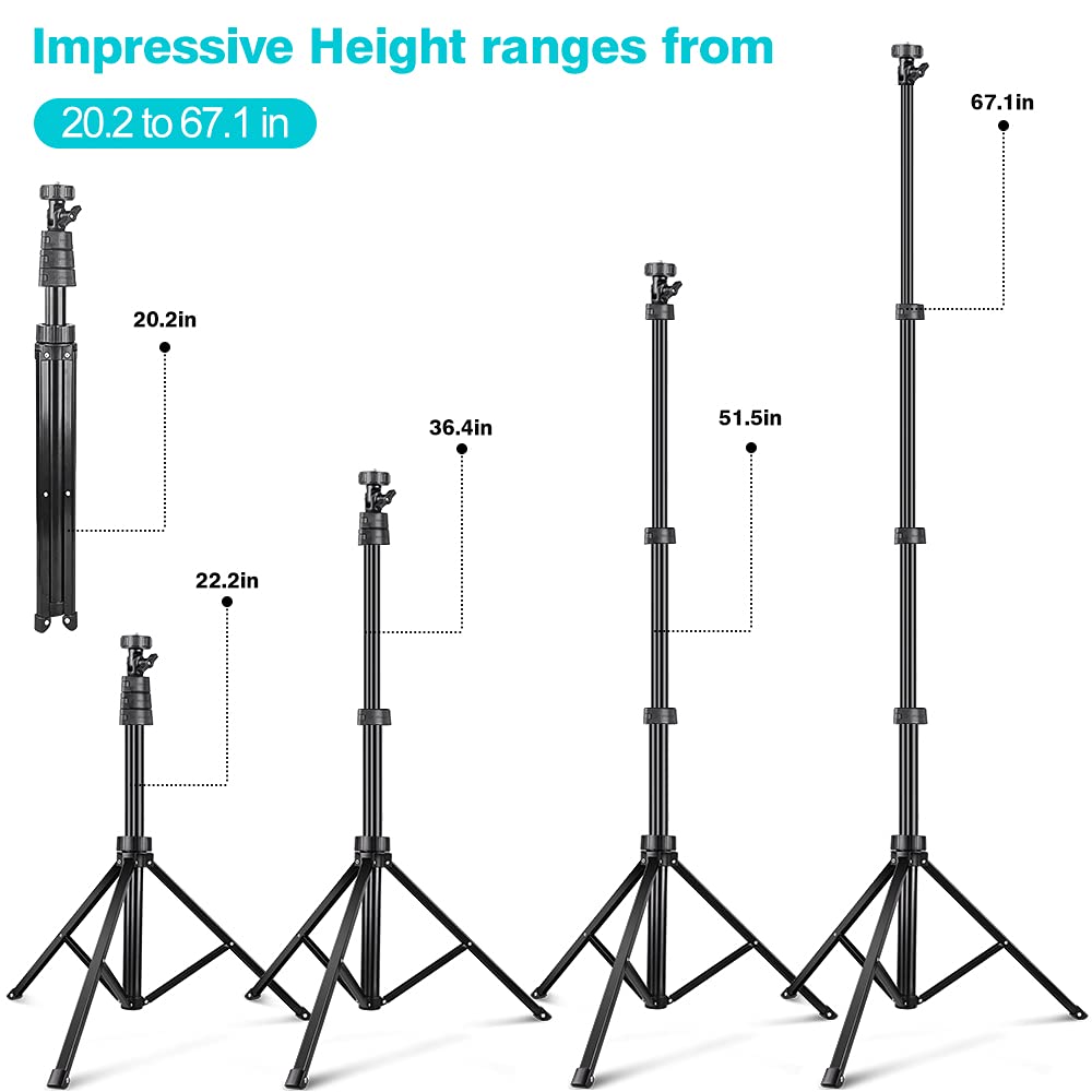 67'' Phone Tripod Stand & Selfie Stick Tripod, All in One Professional Cell Phone Tripod, Cellphone Tripod with Wireless Remote and Phone Holder, Compatible with All Phones/Cameras