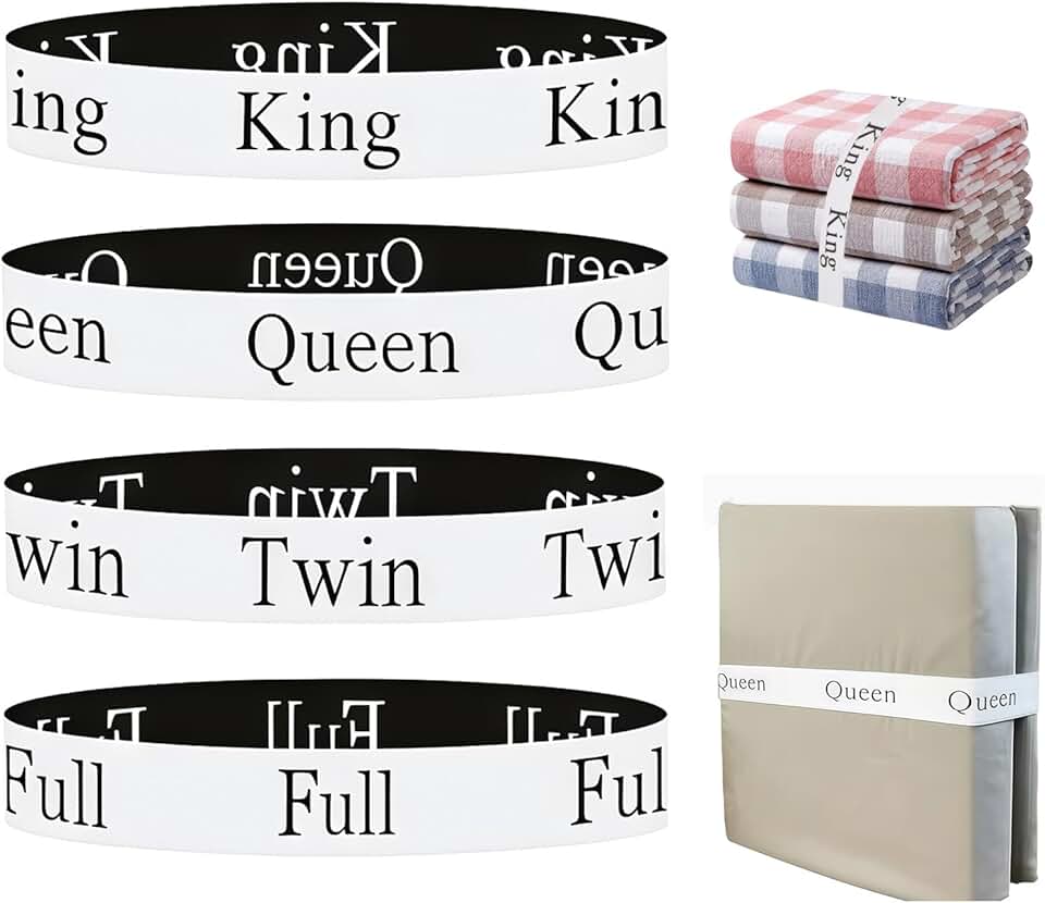 Set of 4 Bed Sheet Organizer Bands with Labels