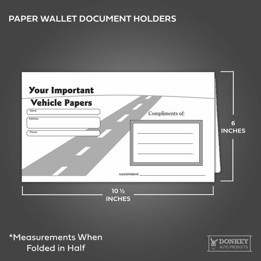 Black Vehicle Document Holders Pack of 50
