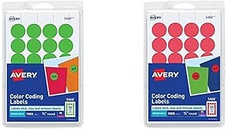 Self-Adhesive Removable Labels, 0.75 Inch, Green and Red, 1008 Pack