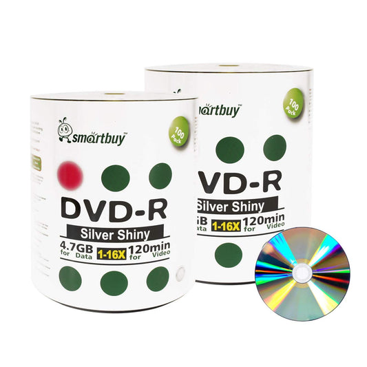 200 Pack 4.7GB DVD-R Shiny Silver Recordable Discs