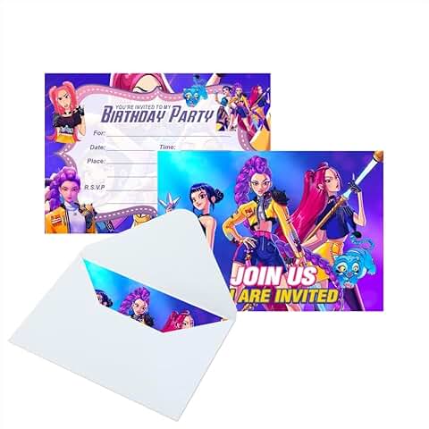 16 Demon Movie Hunters Birthday Invitation Cards with Envelopes