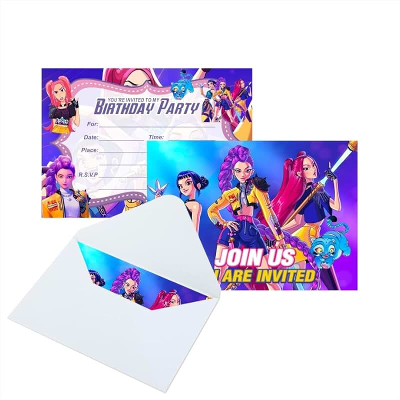 16 Demon Movie Hunters Birthday Invitation Cards with Envelopes