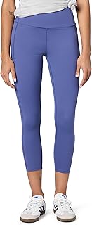 Women's Satin High Waist Capri Leggings in Blue Indigo