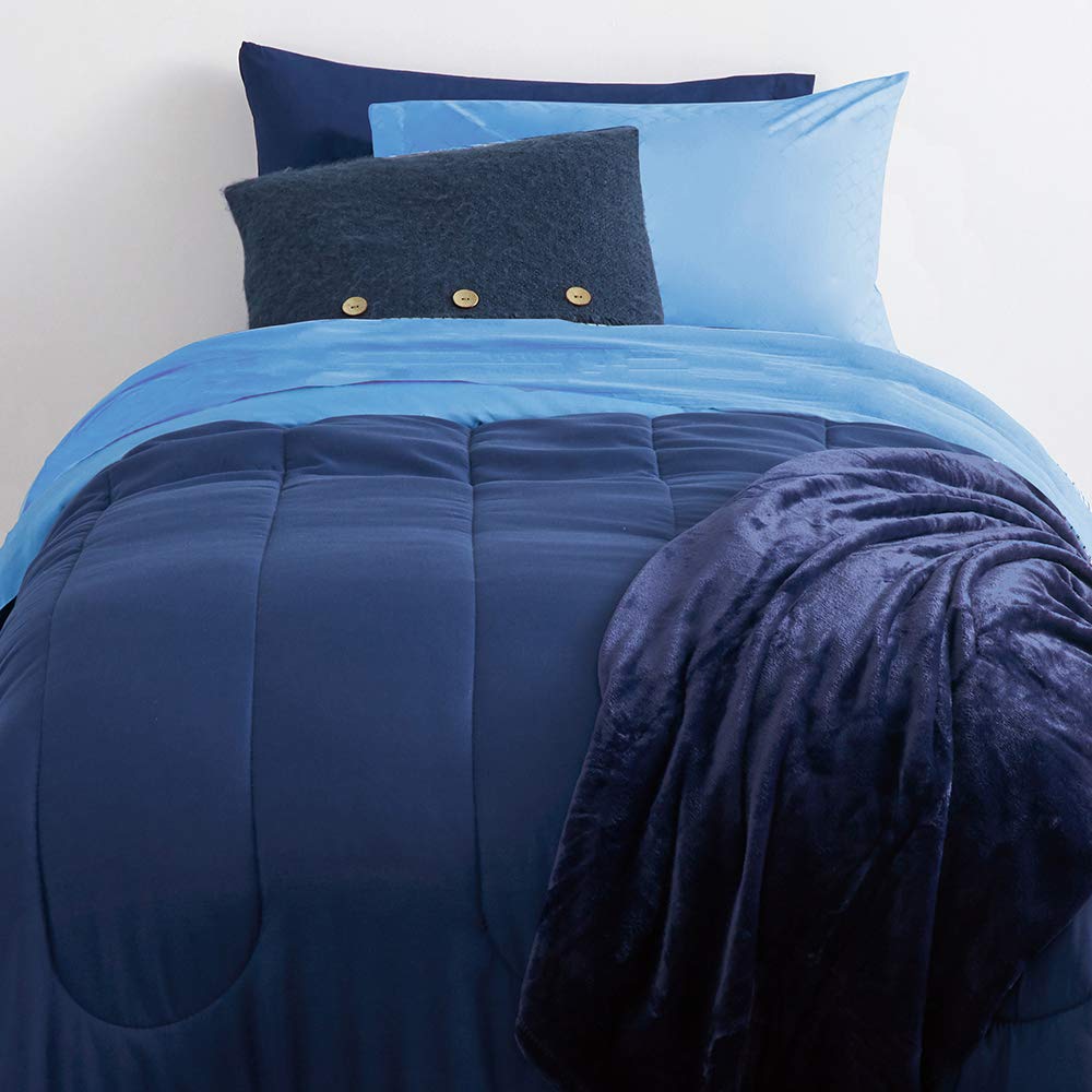 College Dorm Room 27-Piece Varsity Pak  Twin XL  Comforter, Sheets, Pad, Topper, Towels, Organization, Storage  More  Blue and Navy  Clic Blue Solids