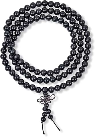 Unisex Brown Earth Gemstone Carnelian Prayer Beads Necklace