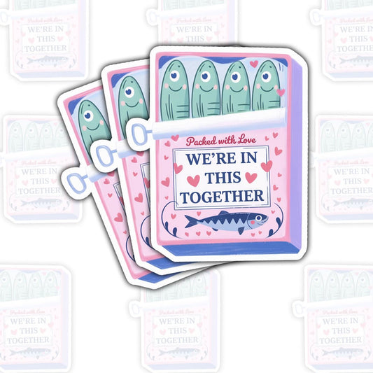 Three Pastel Sardines Sticker Set for Laptops and Water Bottles