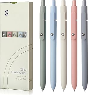 Set of 5 Fine Point Gel Pens for Smooth Writing
