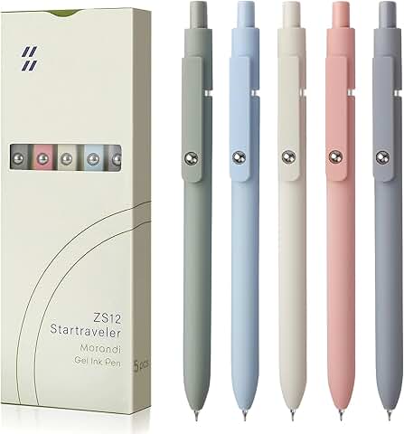 Set of 5 Fine Point Gel Pens for Smooth Writing