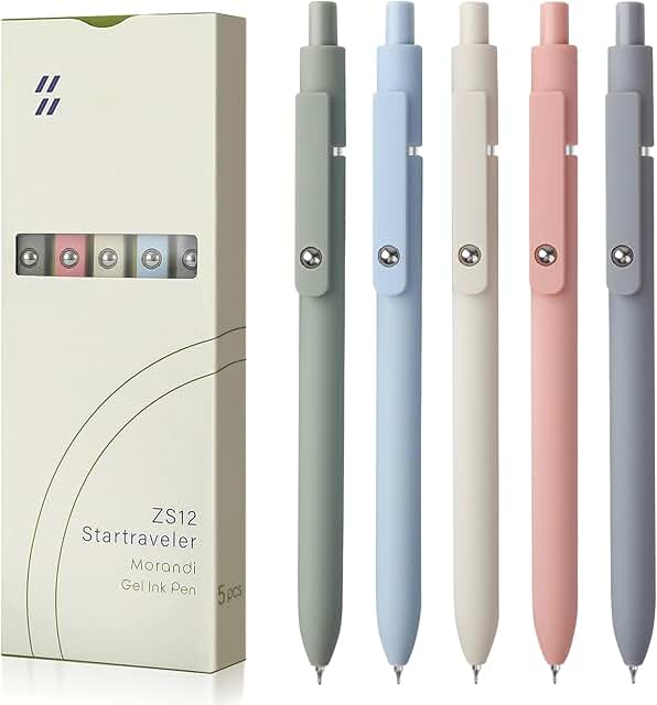 Set of 5 Fine Point Gel Pens for Smooth Writing