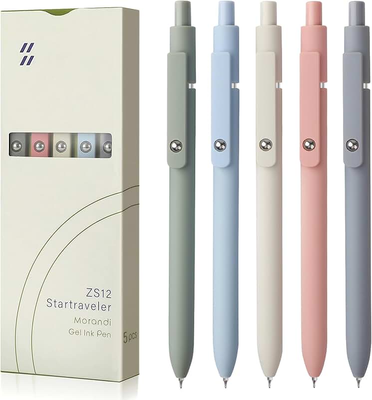 Set of 5 Fine Point Gel Pens for Smooth Writing