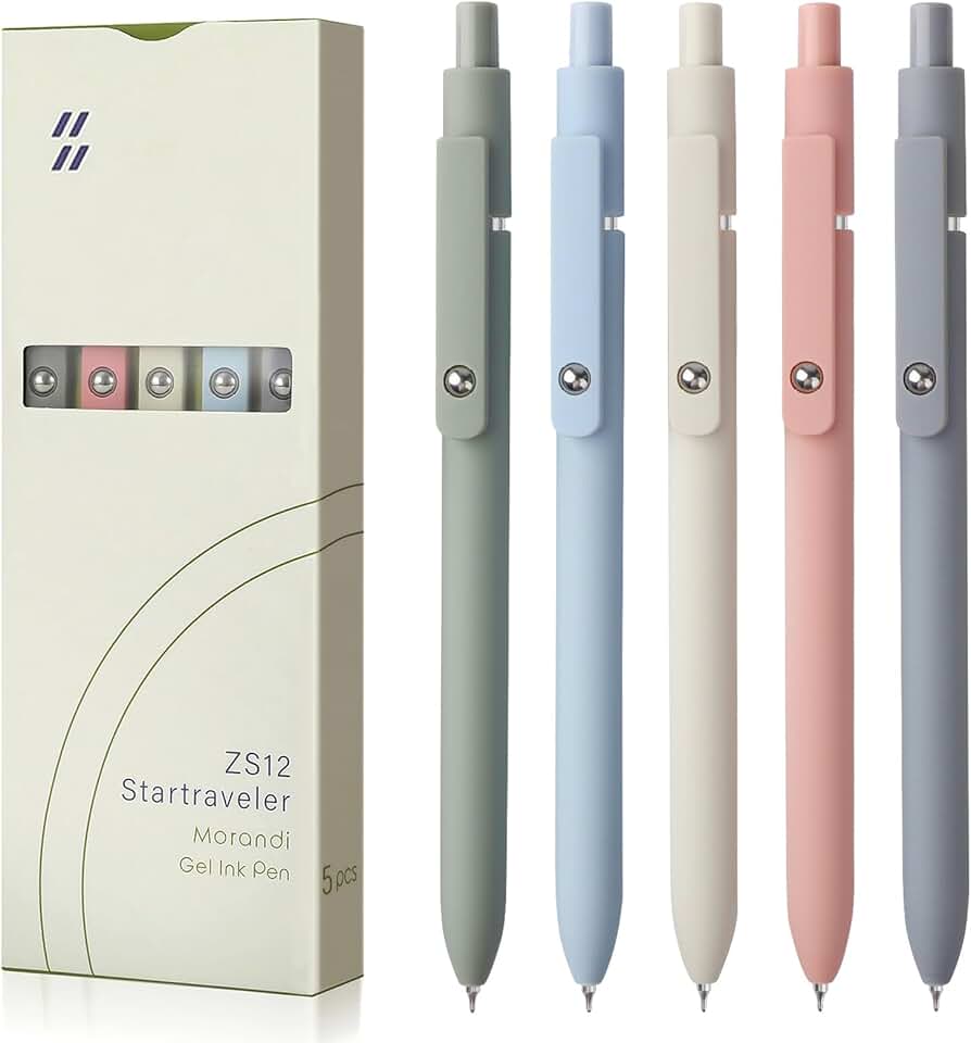 Set of 5 Fine Point Gel Pens for Smooth Writing