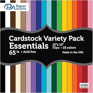 12x12 Colored Cardstock Paper Pack, 72 Sheets