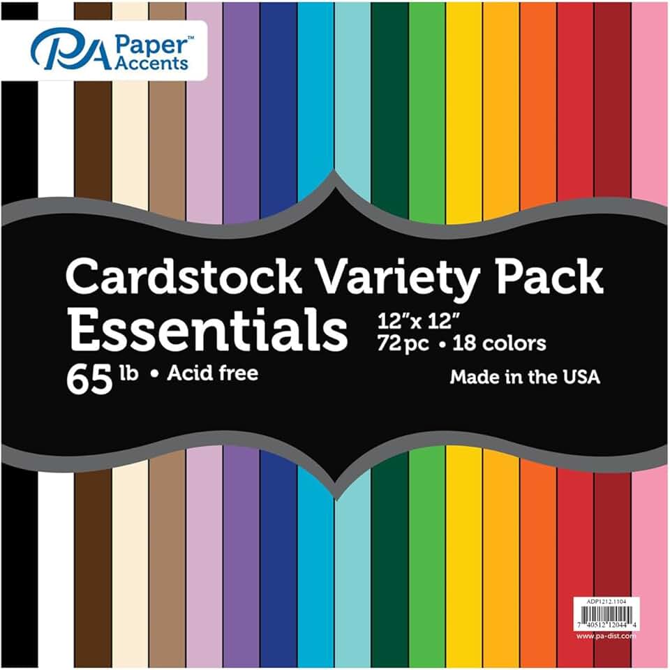 12x12 Colored Cardstock Paper Pack, 72 Sheets