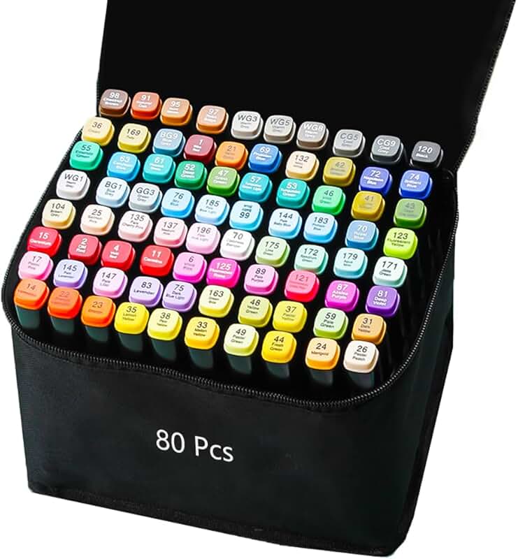 80-Color Alcohol Markers for Drawing and Coloring