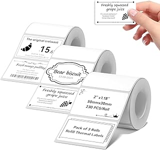 Thermal Label Maker Paper 50x30mm, 230 Labels/Roll
