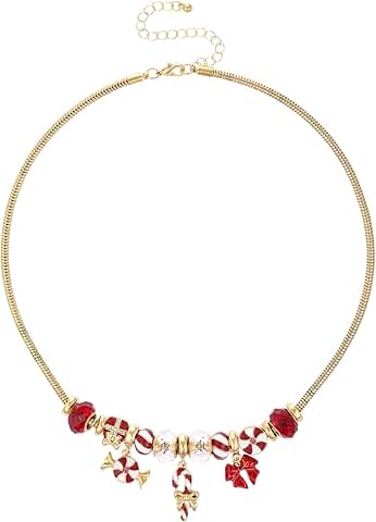 Christmas-themed adjustable snake chain necklace for women