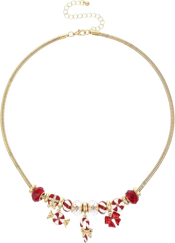 Christmas-themed adjustable snake chain necklace for women