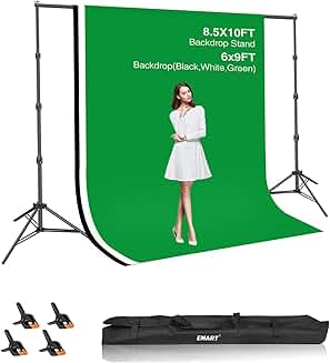 8.5x10ft Green Screen Backdrop Kit with Support System