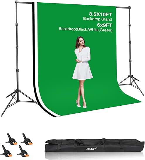 8.5x10ft Green Screen Backdrop Kit with Support System