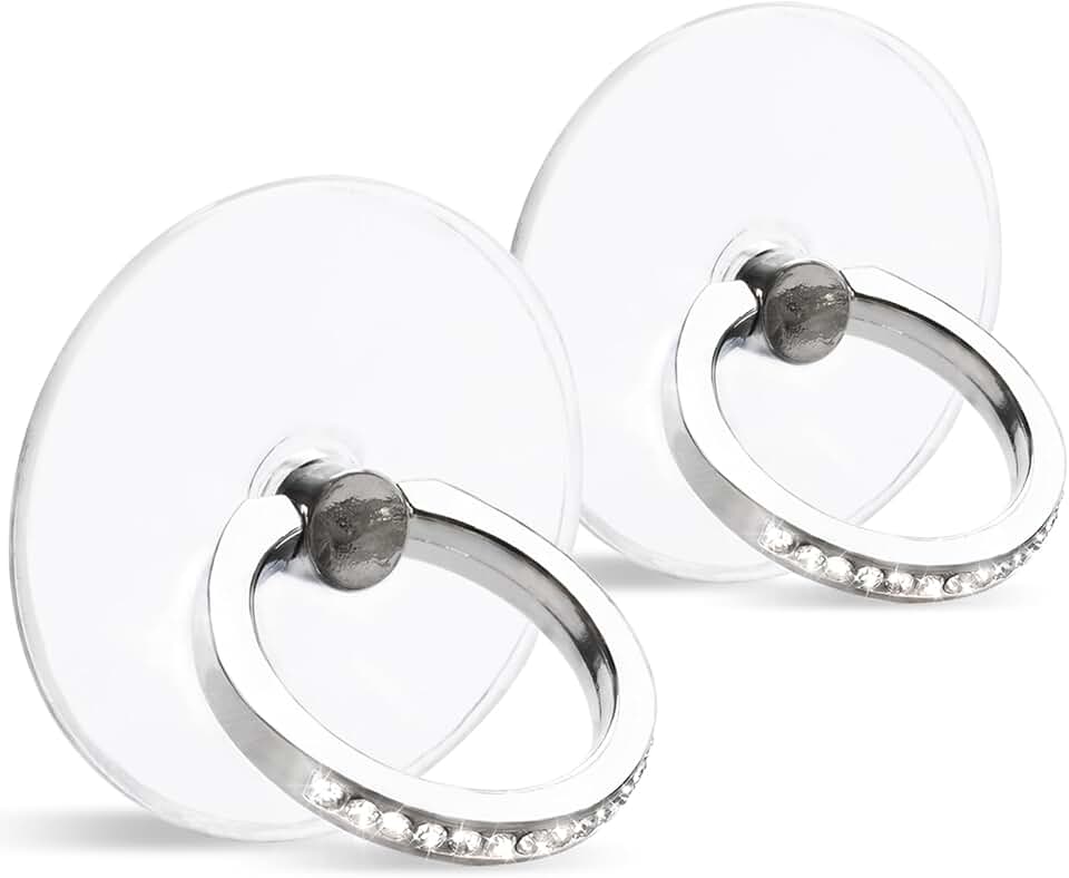 Two Clear Diamond Ring Phone Holder with 360° Rotation