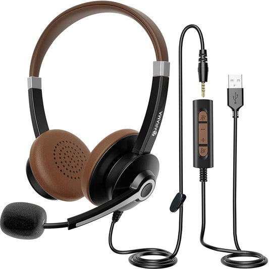 USB headset with microphone and inline controls