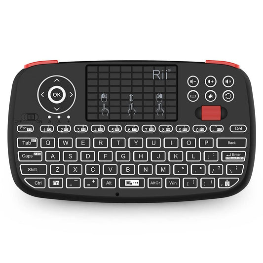 (Upgrade) i4 Mini Bluetooth Keyboard with Touchpad, Blacklit Portable Wireless Keyboard with 2.4G USB Dongle for Smartphones, PC, Tablet, Laptop TV Box iOS Android Windows Mac.Black
