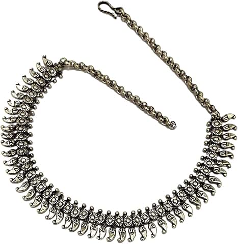 Chunky Indian Oxidised Silver Necklace for Women