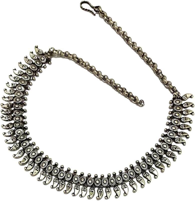 Chunky Indian Oxidised Silver Necklace for Women