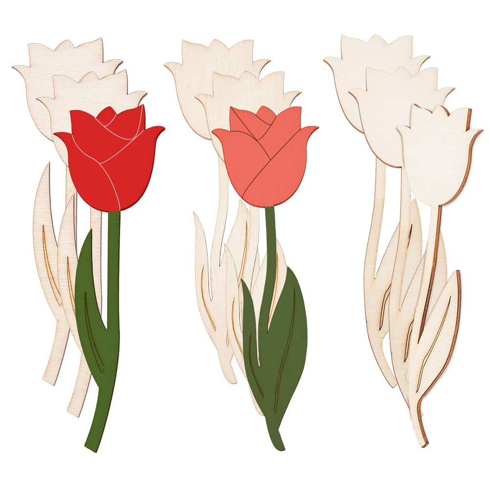 60-Piece Wood Flower Cutouts for DIY Crafts