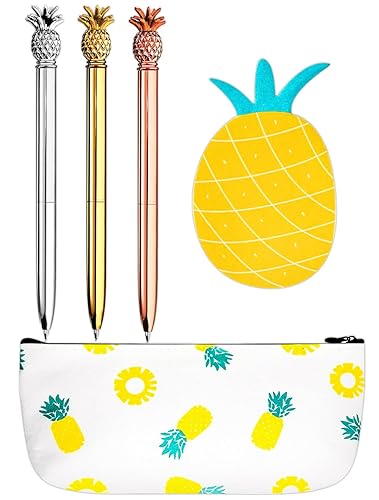 Pineapple Ballpoint Pen Set with Pencil Pouch and Stickers