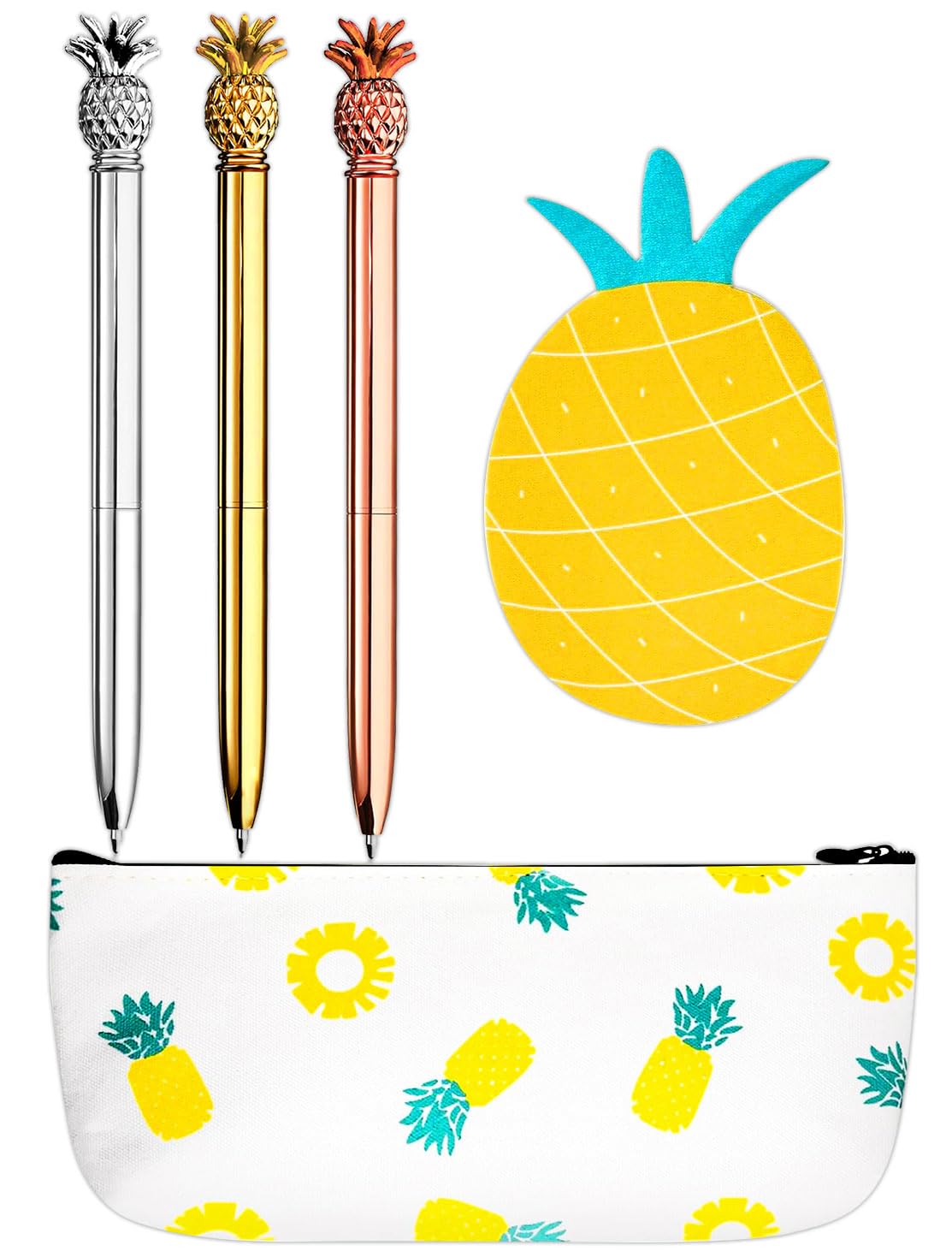 Pineapple Ballpoint Pen Set with Pencil Pouch and Stickers