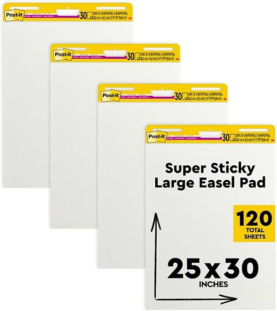 White Post-it Easel Pad, 25x30 inches, 30 sheets per pad