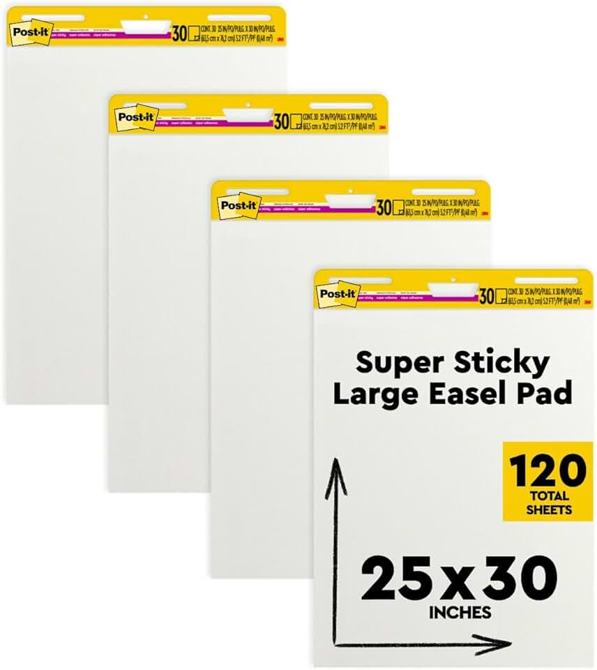 White Post-it Easel Pad, 25x30 inches, 30 sheets per pad